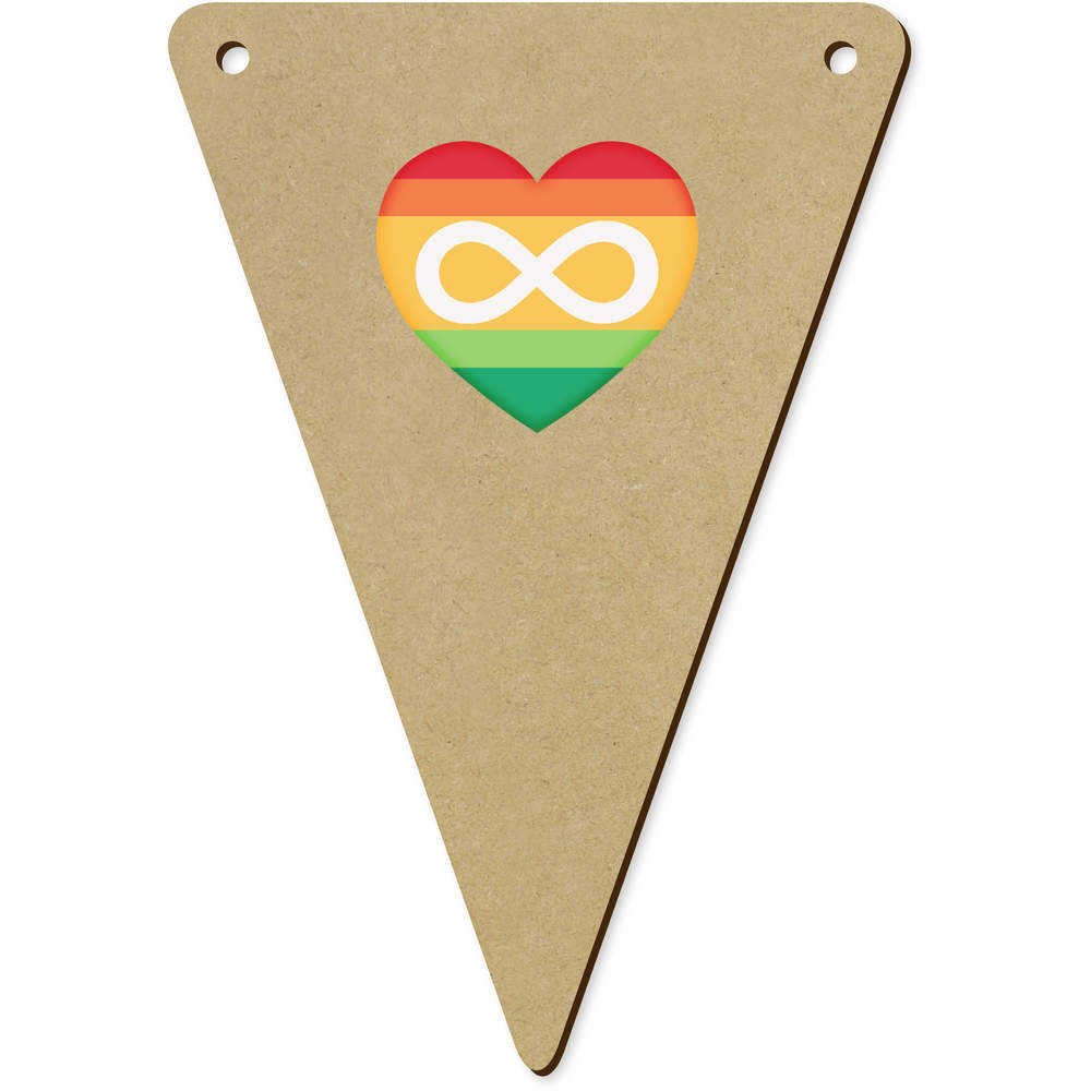 5 x 140mm 'Autism Awareness Infinity Flag Heart' Wooden Bunting Flags (BN00075929)