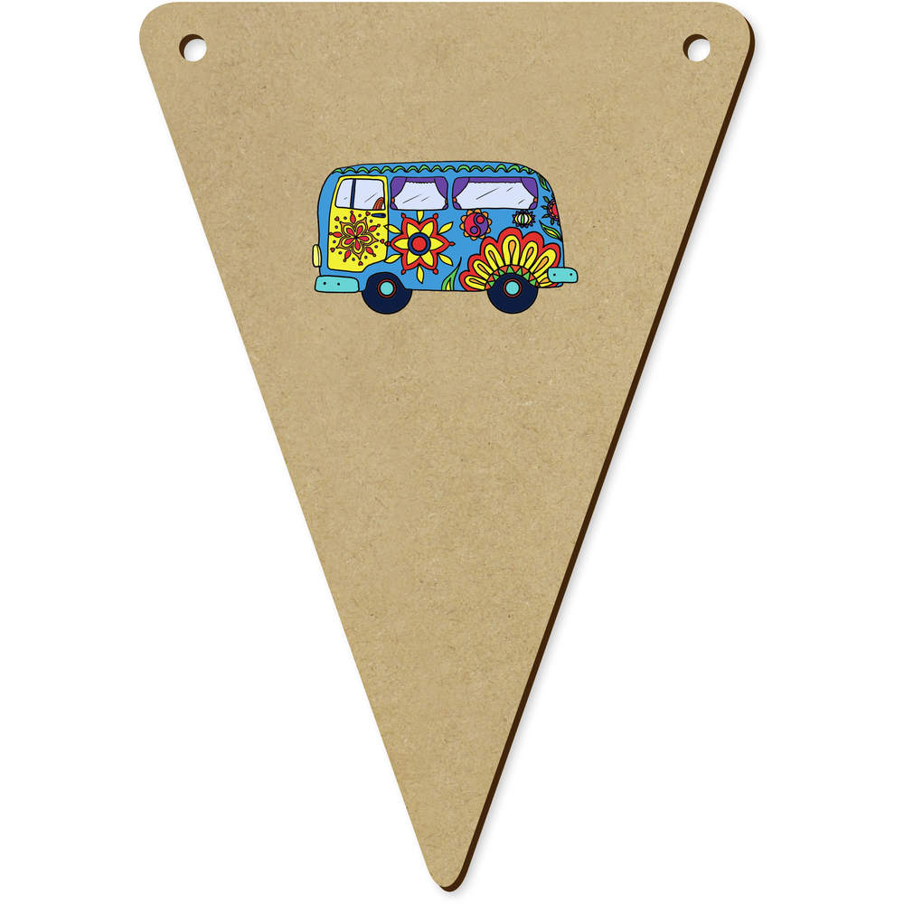 5 x 140mm 'Painted Hippy Camper Van' Wooden Bunting Flags (BN00076047)