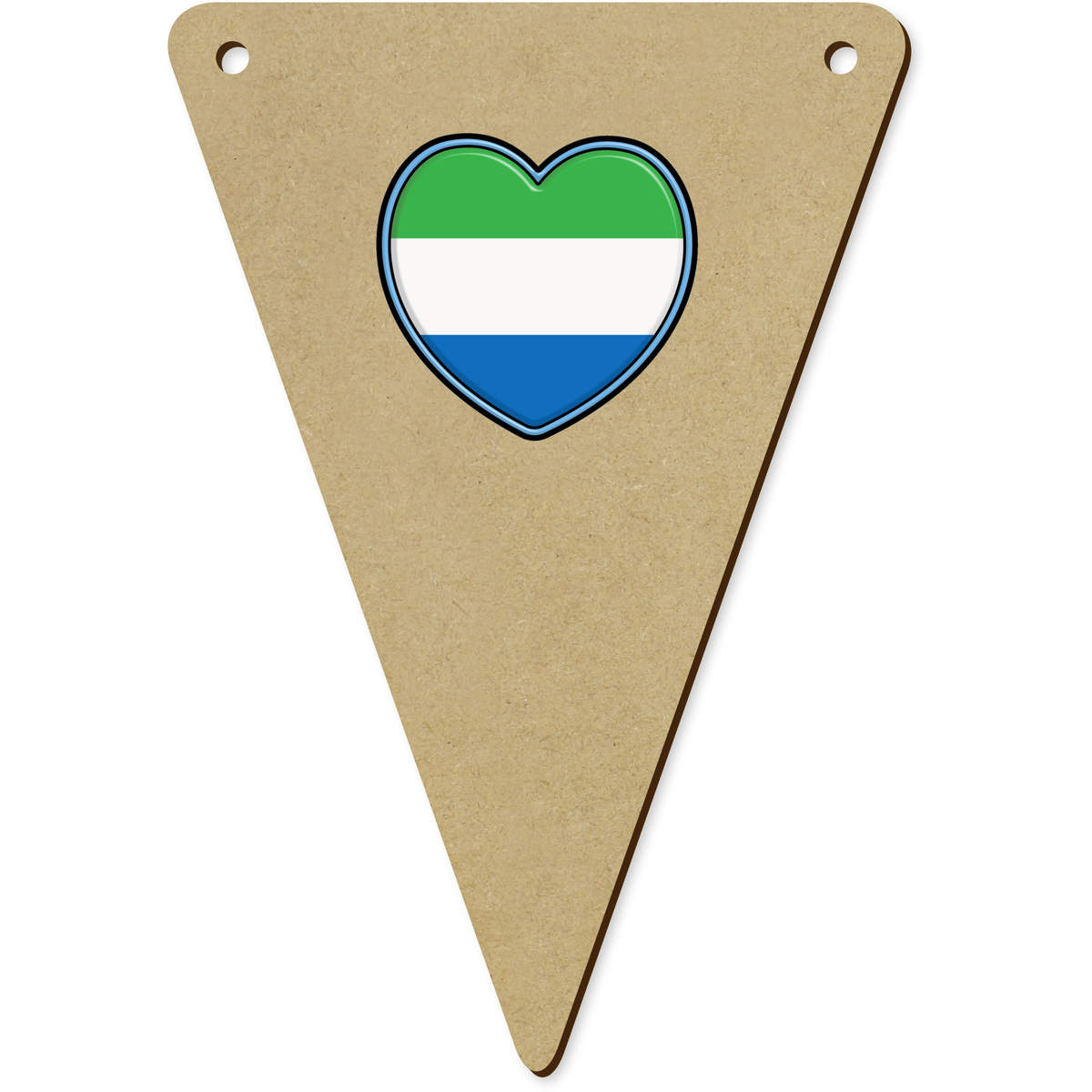 5 x 140mm 'Sierra Leone Flag Heart' Bunting Pennants / Flags (BN00078198)
