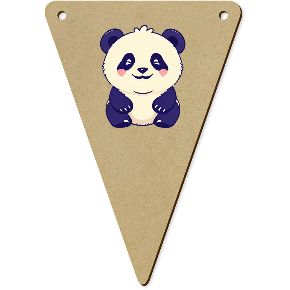 5 x 140mm 'Content Panda' Wooden Bunting Flags (BN00080744)