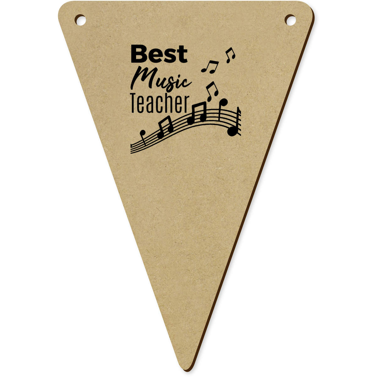5 x 'Best Music Teacher' MDF Bunting Flags - 14cm - MDF Pennants for Parties, Nurseries, Weddings and Home Decor (BN00083606)