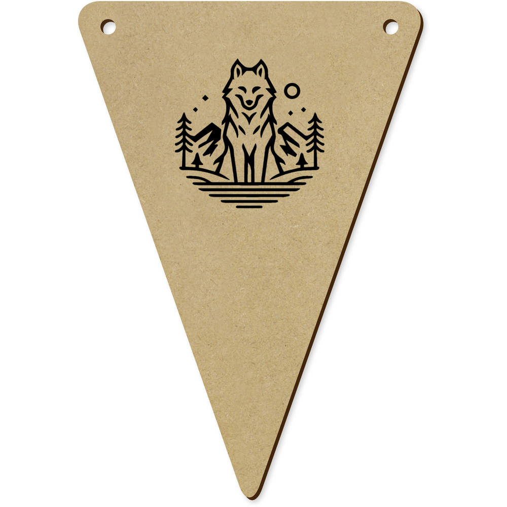 5 x 140mm 'Wild Wolf' Wooden Bunting Flags (BN00083858)