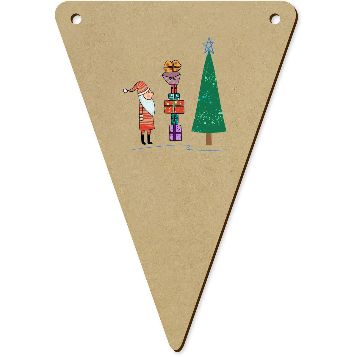 5 x 140mm 'Father Christmas With Presents' Bunting Pennants / Flags (BN00084084)