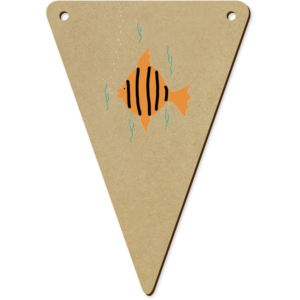 5 x 140mm 'Stripey Tropical Fish' Wooden Bunting Flags (BN00084099)