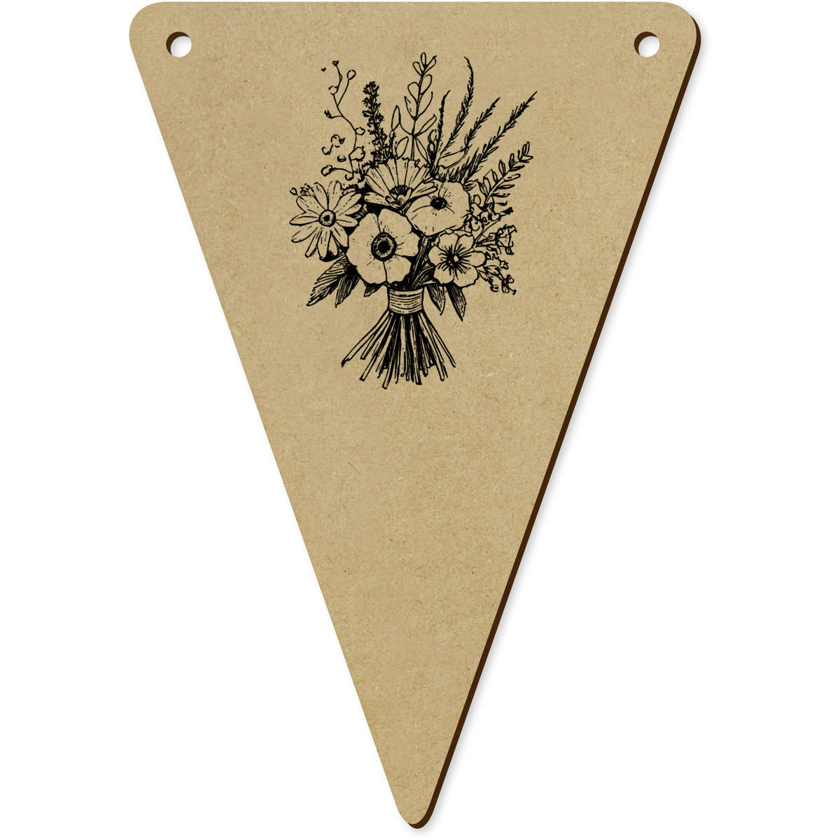 5 x 'Tied Flower Bouquet' MDF Bunting Flags - 14cm - MDF Pennants for Parties, Nurseries, Weddings and Home Decor (BN00084392)