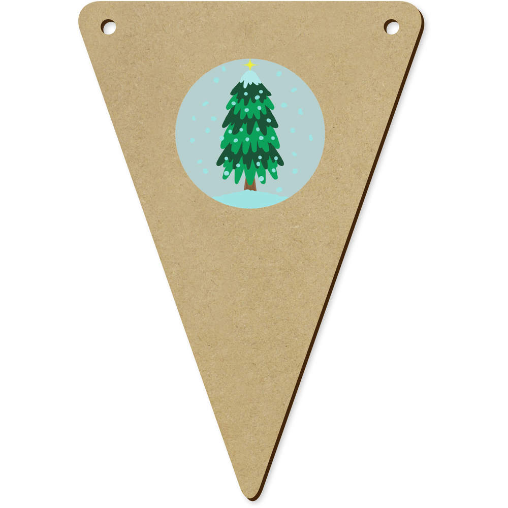 5 x 140mm 'Winter Tree' Wooden Bunting Flags (BN00084807)