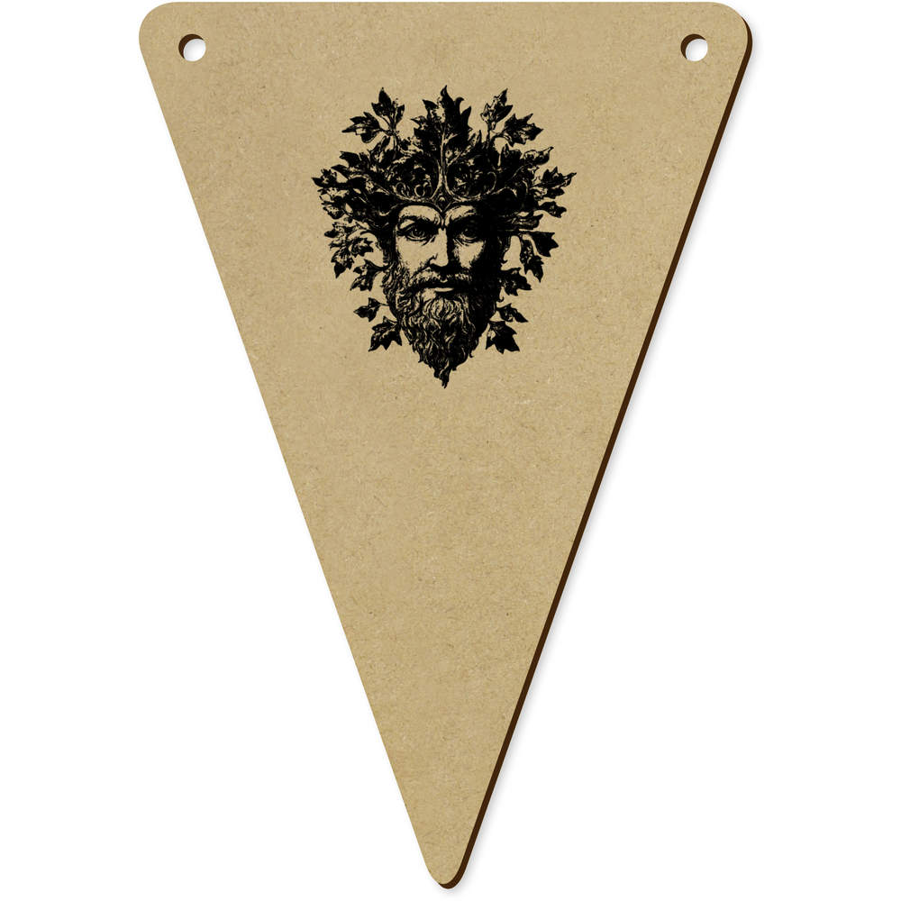 5 x 140mm 'Green Man' Wooden Bunting Flags (BN00085243)