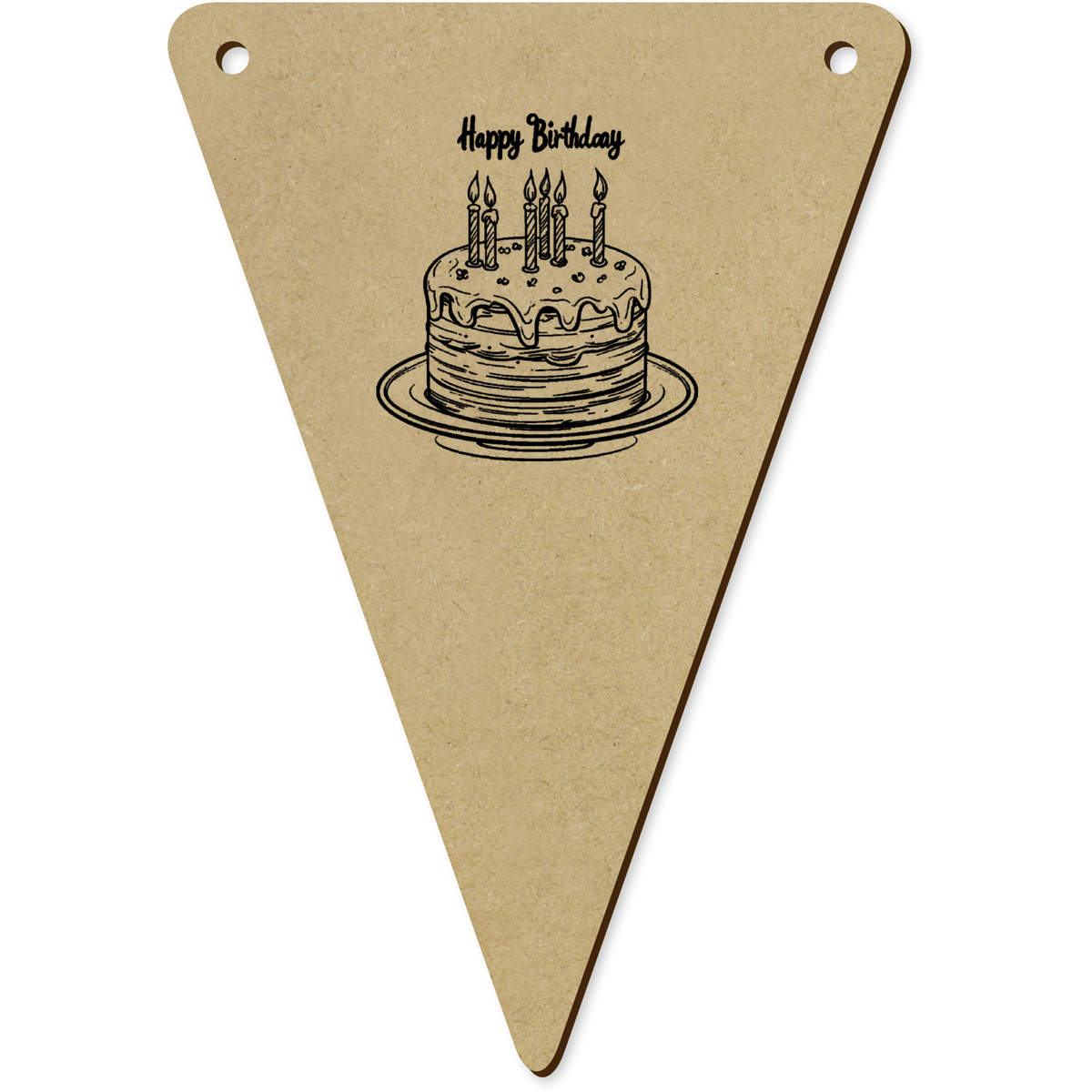 5 x 'Birthday Cake & Candles' MDF Bunting Flags - 14cm - MDF Pennants for Parties, Nurseries, Weddings and Home Decor (BN00085377)