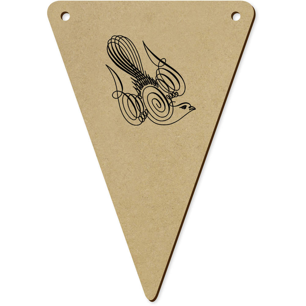 5 x 140mm 'Calligraphy Dove' Wooden Bunting Flags (BN00085410)