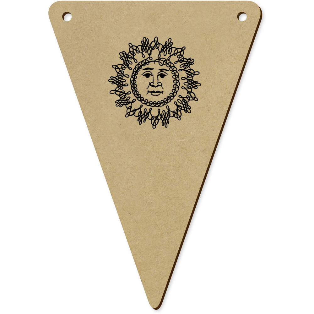 5 x 140mm 'Calligraphy Sun' Wooden Bunting Flags (BN00085416)