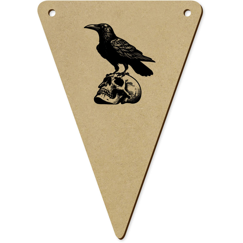 5 x 140mm 'Raven On Skull' Wooden Bunting Flags (BN00085559)
