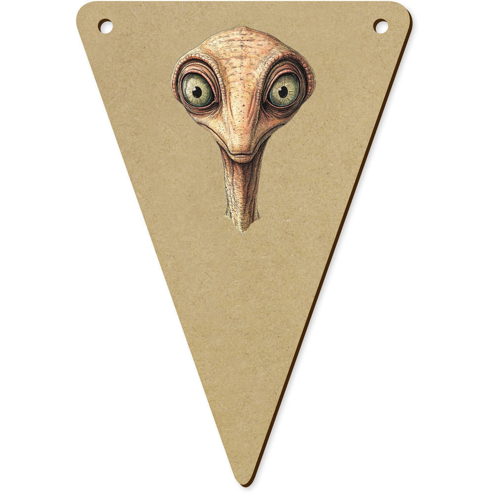 5 x 140mm 'Alien Portrait' Wooden Bunting Flags (BN00085783)