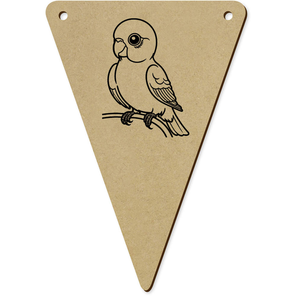 5 x 140mm 'Cute Parakeet' Wooden Bunting Flags (BN00085887)