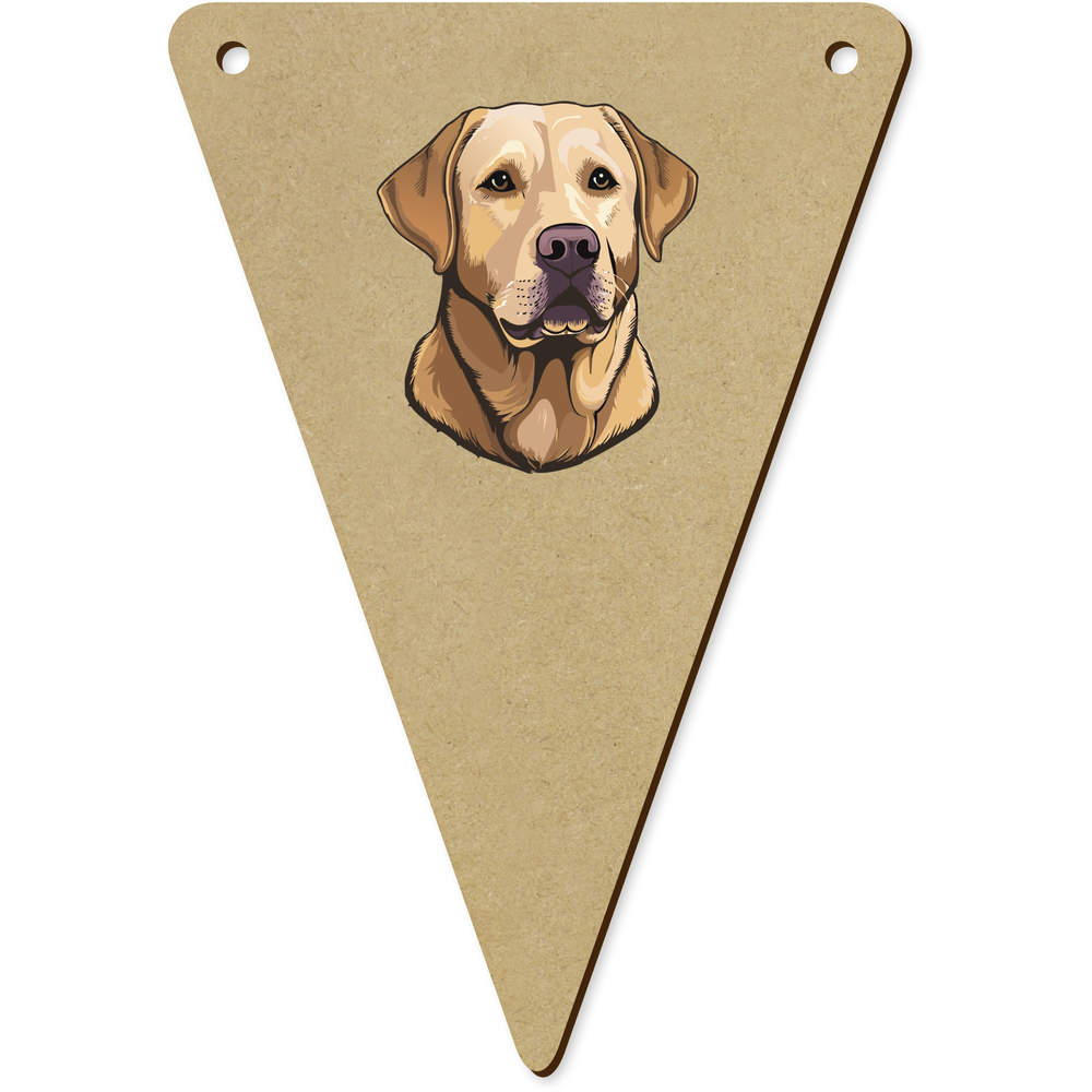 5 x 140mm 'Labrador Retriever Head Realistic' Wooden Bunting Flags (BN00086041)
