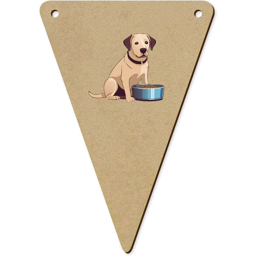 5 x 140mm 'Labrador Sitting By The Bowl With Food' Wooden Bunting Flags (BN00086050)