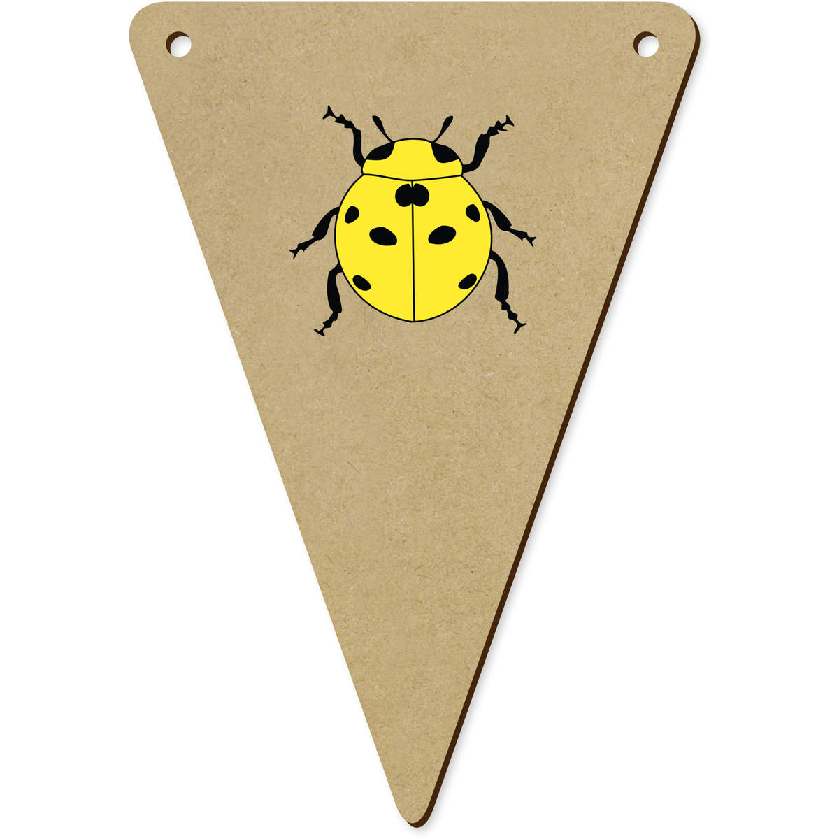 5 x 'Yellow Ladybug' MDF Bunting Flags - 14cm - MDF Pennants for Parties, Nurseries, Weddings and Home Decor (BN00086361)