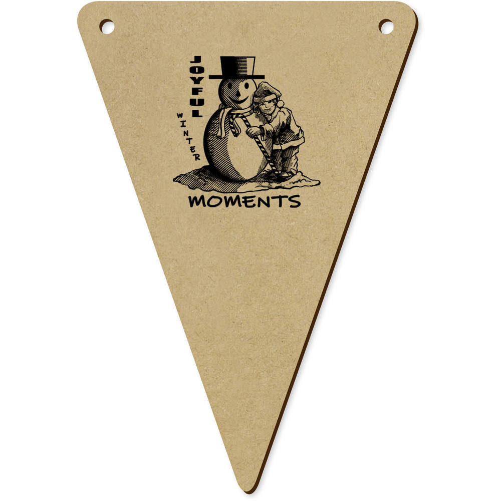 5 x 140mm 'Embracing Winter’s Warmth and Joy' Wooden Bunting Flags (BN00086488)