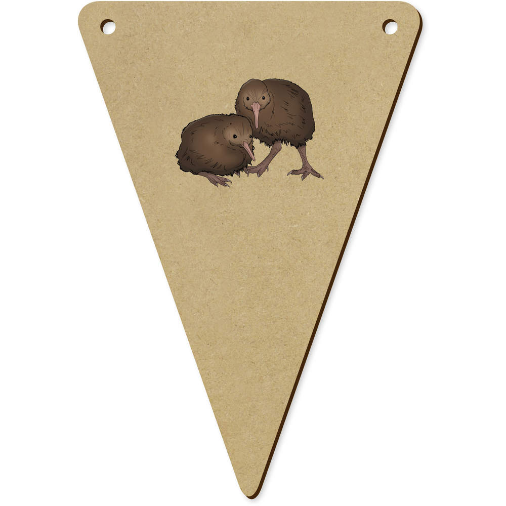 5 x 140mm 'Kiwi Birds' Wooden Bunting Flags (BN00086601)