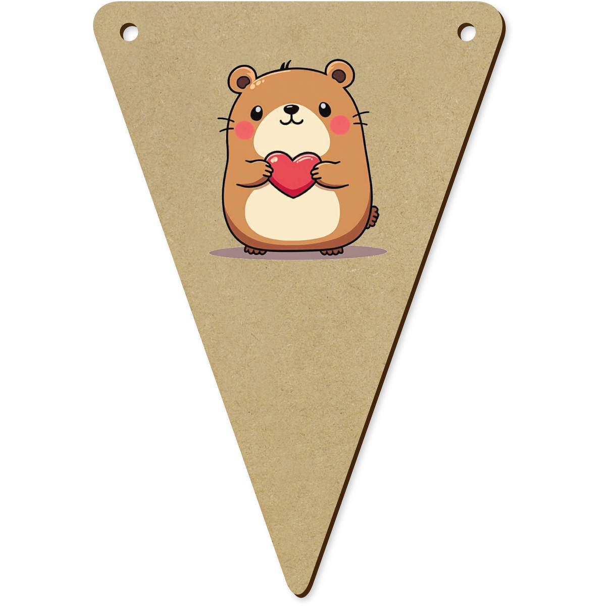 5 x 140mm 'Cute Hamster with Heart' Bunting Pennants / Flags (BN00086964)