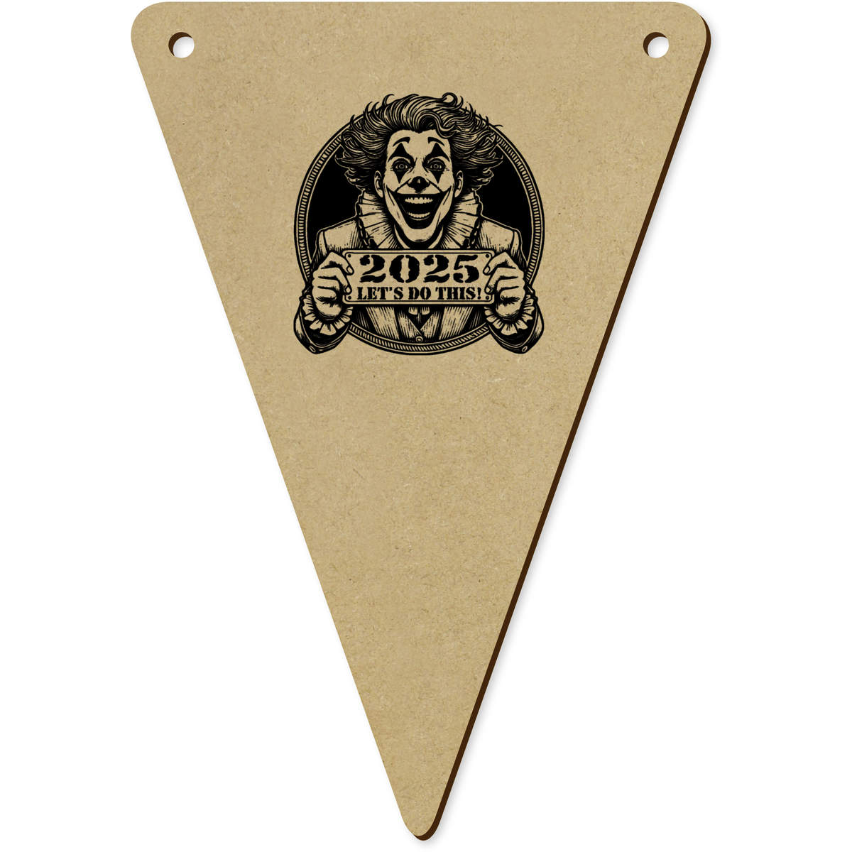 5 x 140mm 'Clown New Year 2025' Bunting Pennants / Flags (BN00087266)