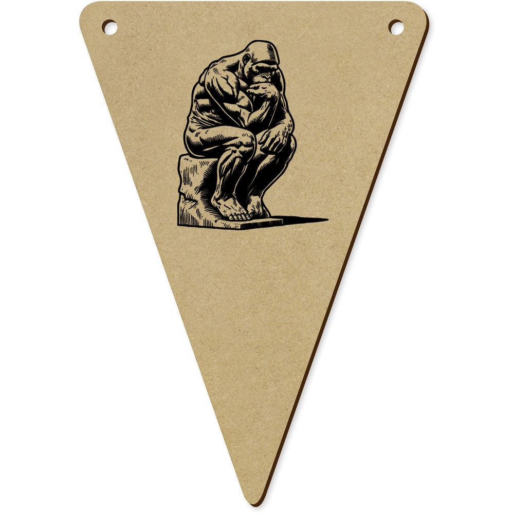 5 x 140mm 'Thinking Gorilla Statue' Wooden Bunting Flags (BN00087451)