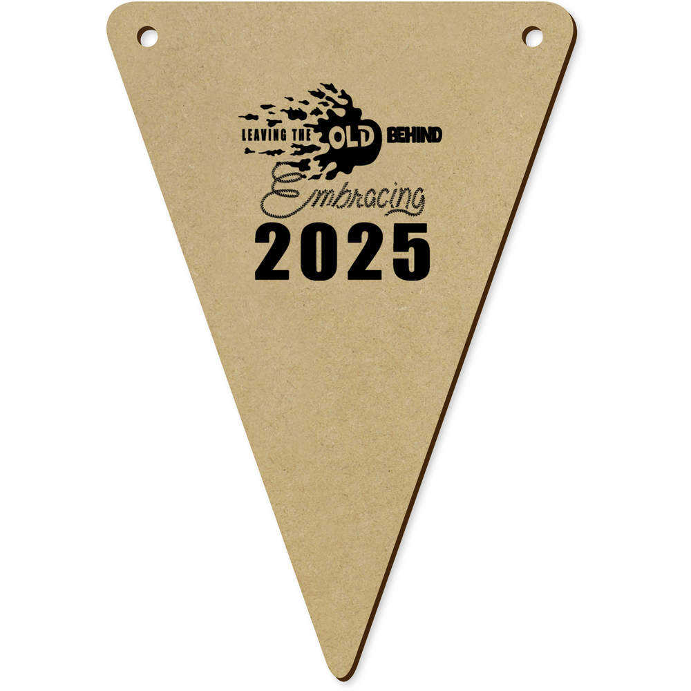 5 x 140mm 'New Beginnings for a Bright 2025' Wooden Bunting Flags (BN00087698)