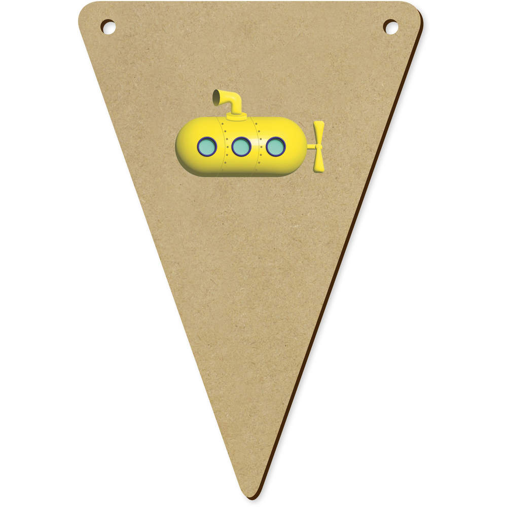 5 x 140mm 'Yellow Submarine' Wooden Bunting Flags (BN00087837)