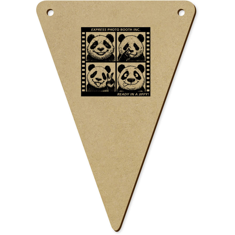 5 x 140mm 'Funny Photo Booth Panda' Wooden Bunting Flags (BN00087877)
