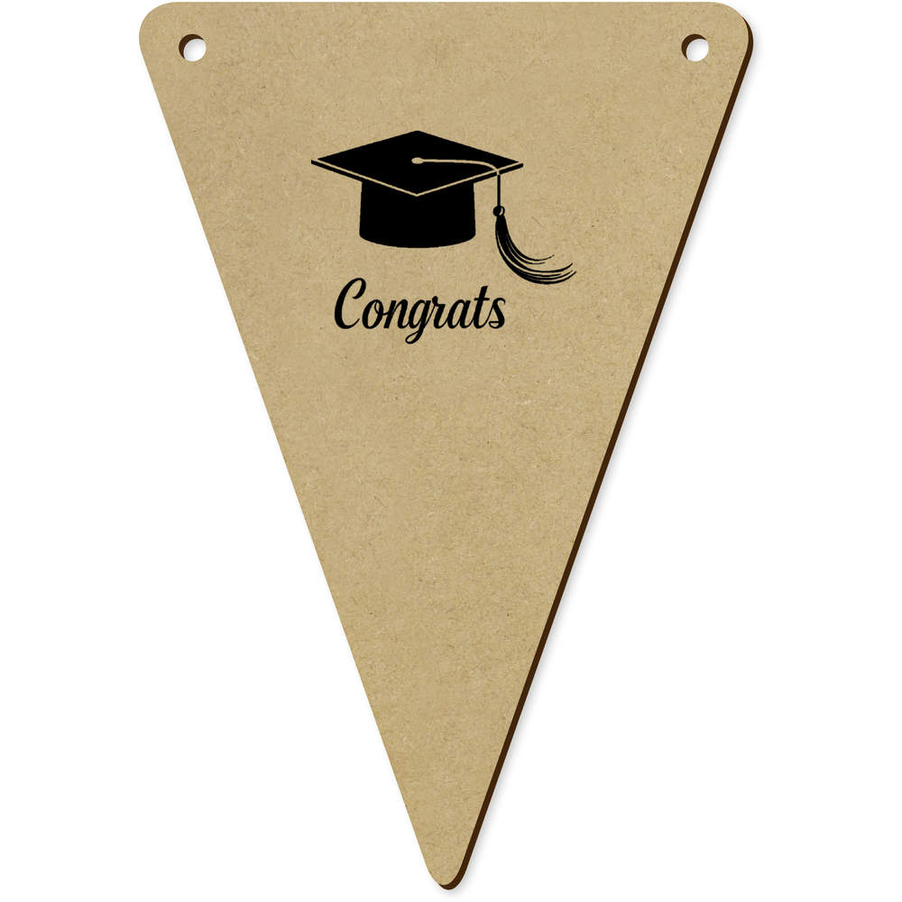 5 x 140mm 'Congrats with Graduation Cap' Wooden Bunting Flags (BN00087905)