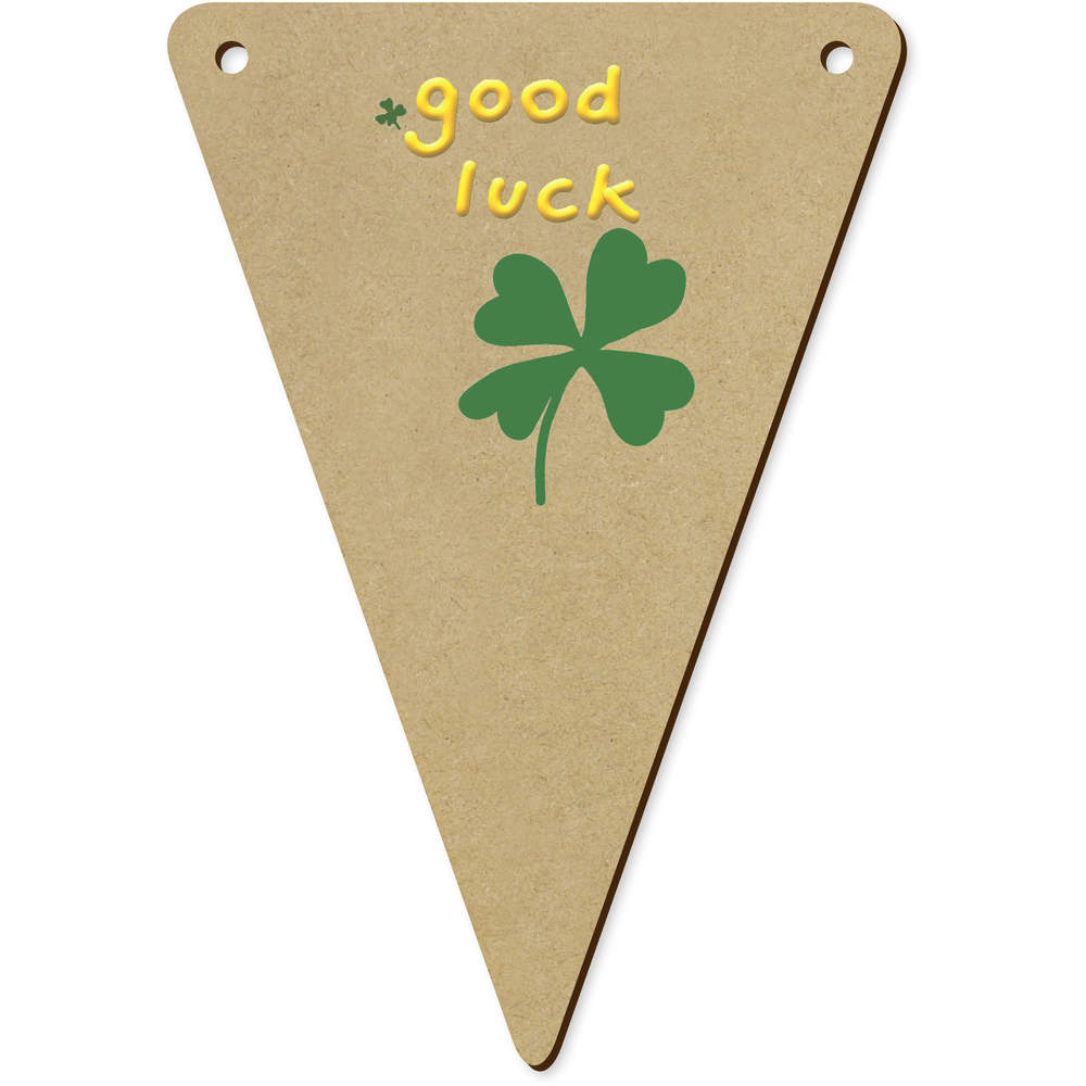 5 x 140mm 'Good Luck Four Leaf Clover' Wooden Bunting Flags (BN00088338)