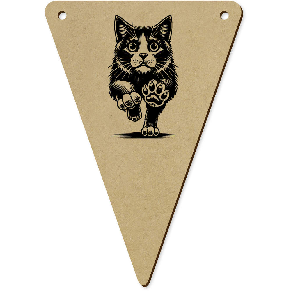 5 x 140mm 'Scared Cat Running' Wooden Bunting Flags (BN00088423)