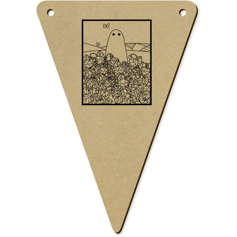 5 x 140mm 'Strawberry Fields' Wooden Bunting Flags (BN00088578)