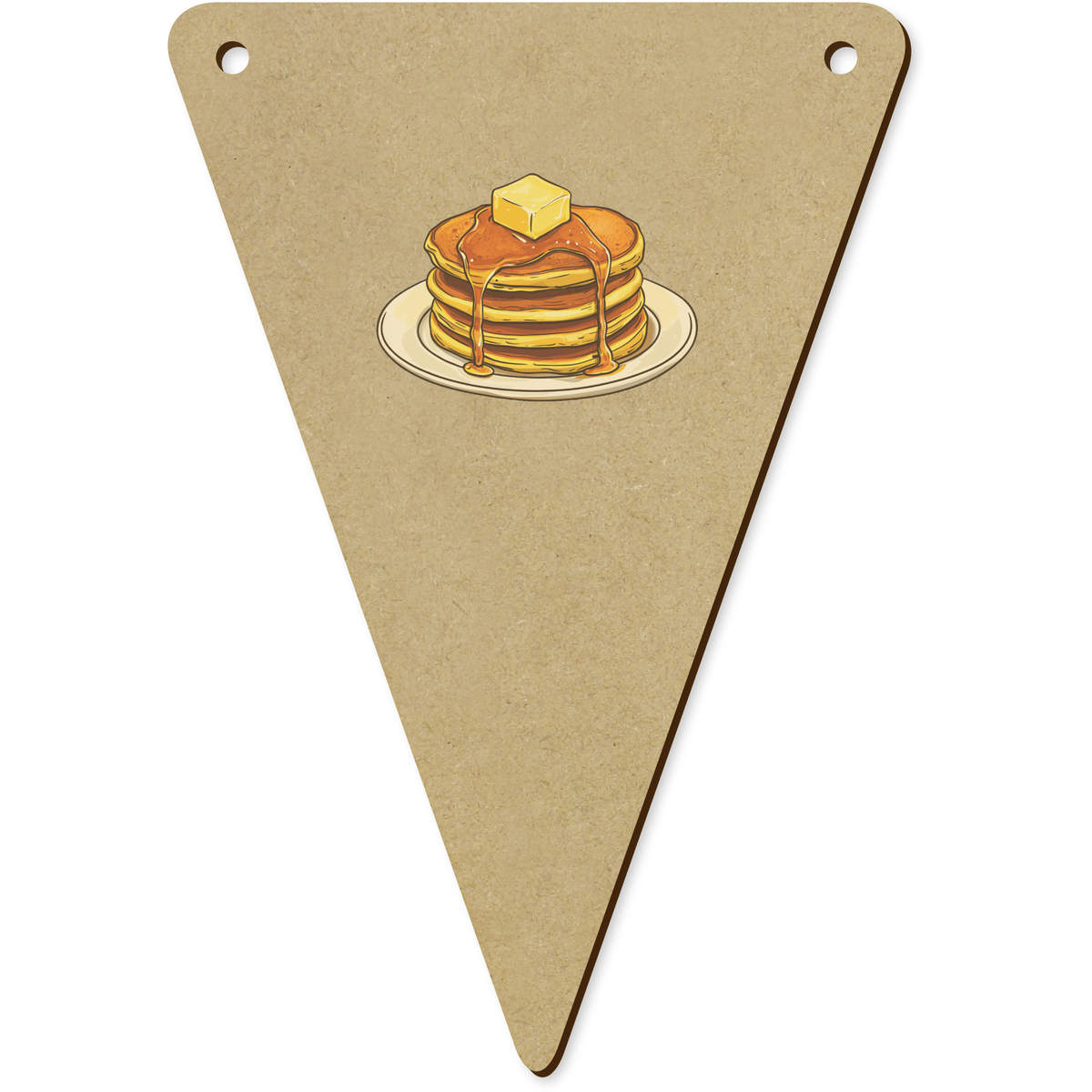 5 x 'Pancakes & Syrup & Butter' MDF Bunting Flags - 14cm - MDF Pennants for Parties, Nurseries, Weddings and Home Decor (BN00088626)