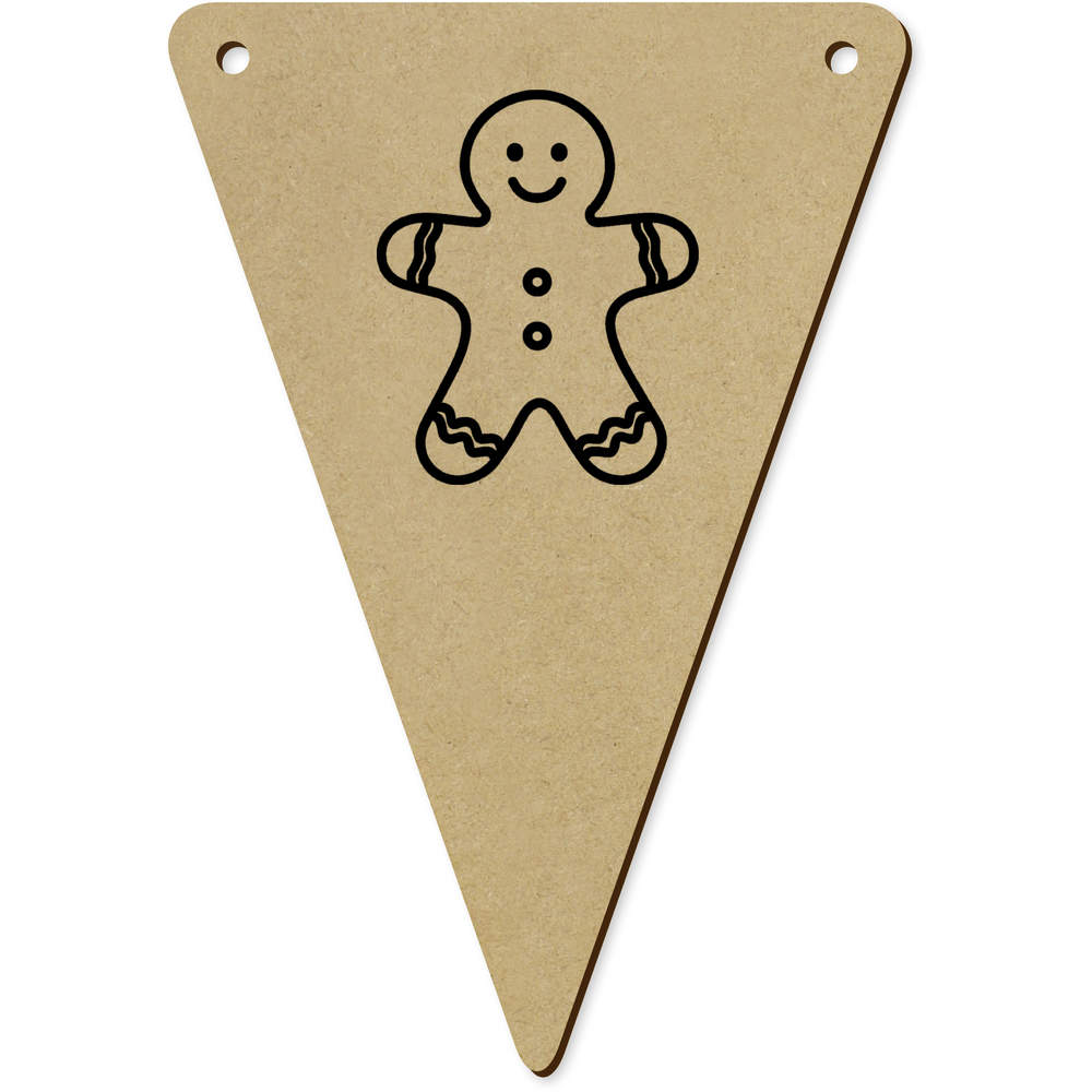 5 x 140mm 'Gingerbread Man Outline' Wooden Bunting Flags (BN00089119)