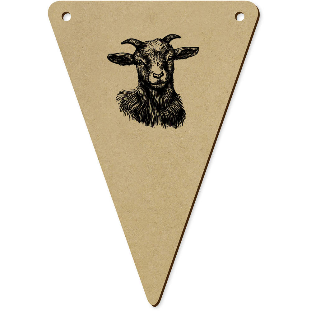 5 x 140mm 'Baby Goat Portrait' Wooden Bunting Flags (BN00089168)