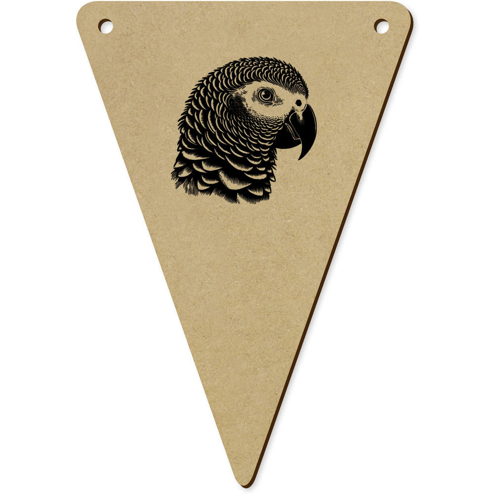 5 x 140mm 'African Grey Parrot' Wooden Bunting Flags (BN00089209)