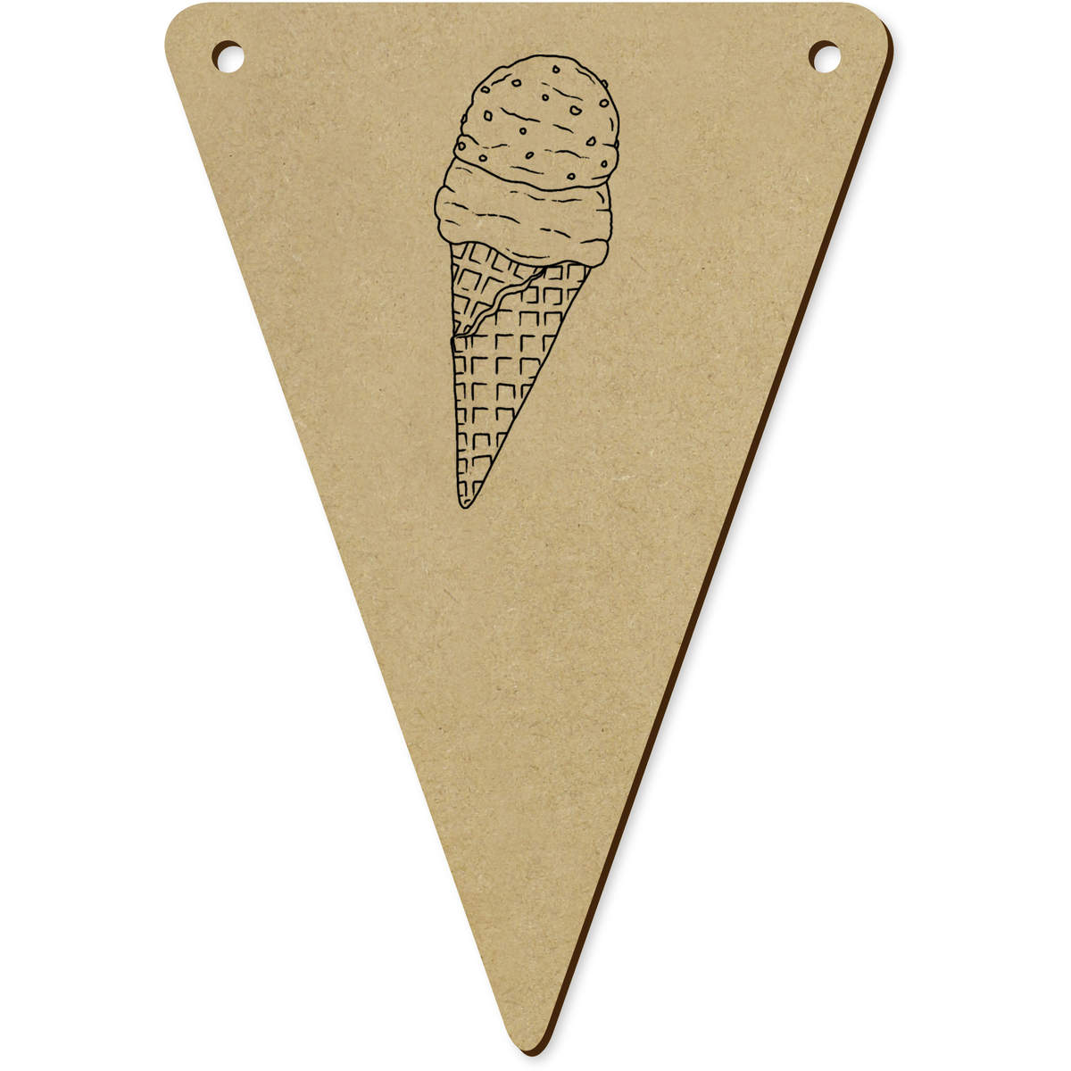 5 x 'Double Scoop Ice Cream' MDF Bunting Flags - 14cm - MDF Pennants for Parties, Nurseries, Weddings and Home Decor (BN00089287)