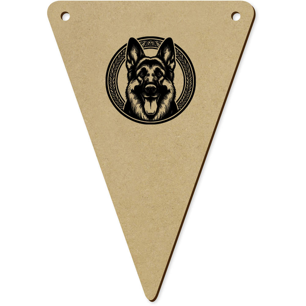 5 x 140mm 'German Shepherd Portrait' Wooden Bunting Flags (BN00089363)