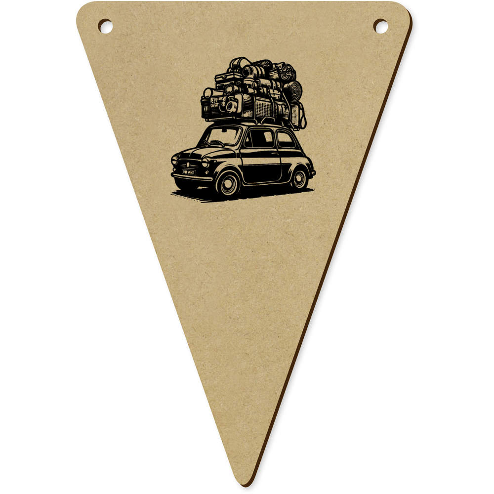 5 x 140mm 'Overloaded Camping Trip Car' Wooden Bunting Flags (BN00089386)