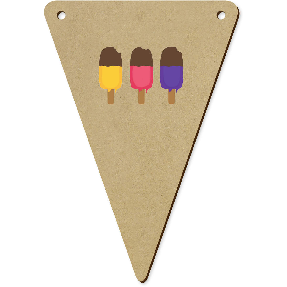 5 x 'Three Ice Lollies' MDF Bunting Flags - 14cm - MDF Pennants for Parties, Nurseries, Weddings and Home Decor (BN00089432)