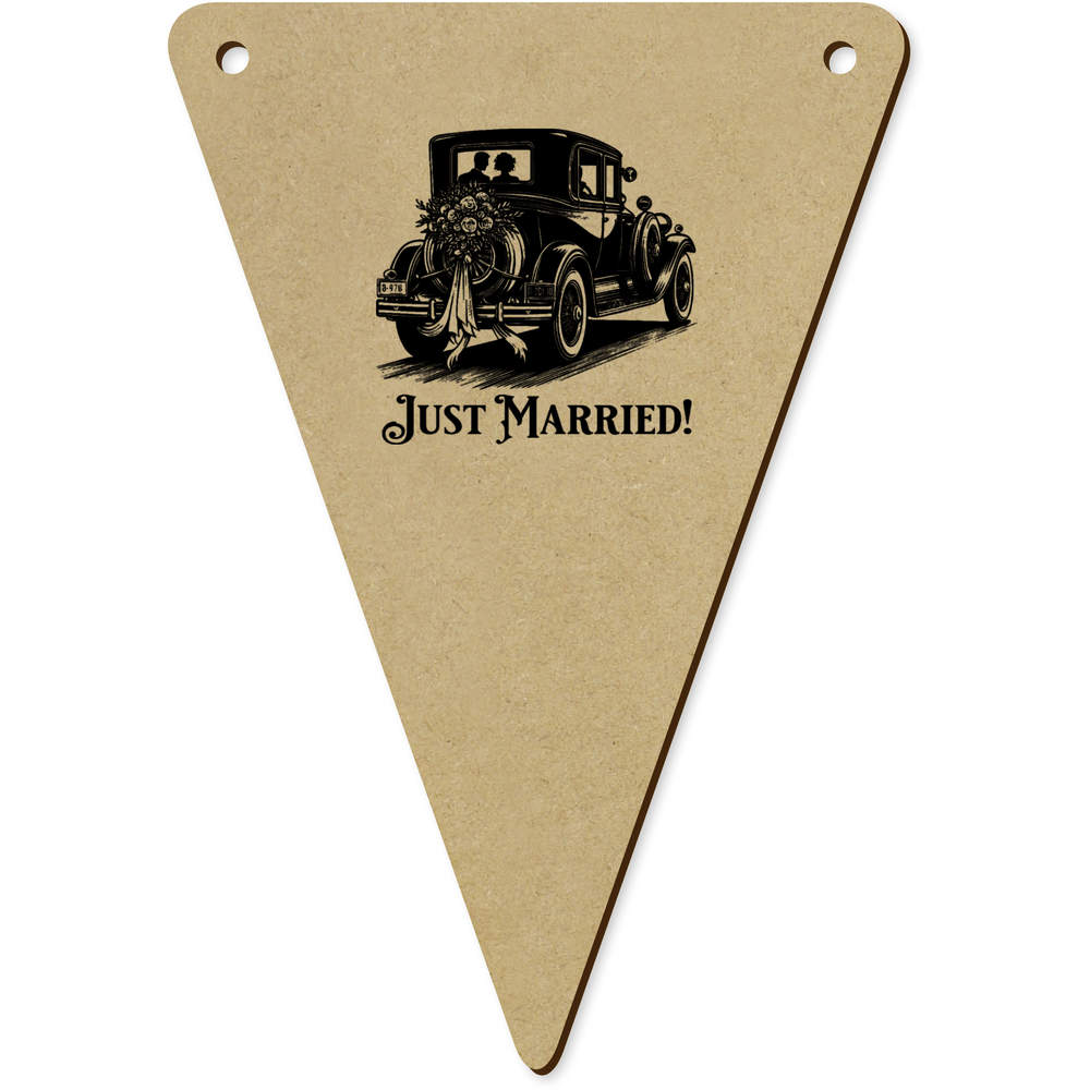 5 x 140mm 'Vintage Wedding Car' Wooden Bunting Flags (BN00089474)