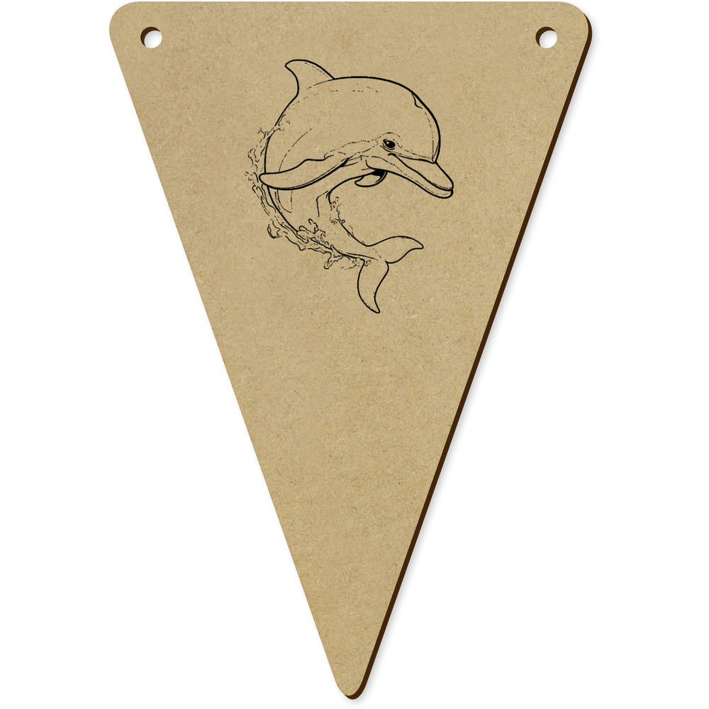 5 x 140mm 'Dolphin Side View' Wooden Bunting Flags (BN00089585)