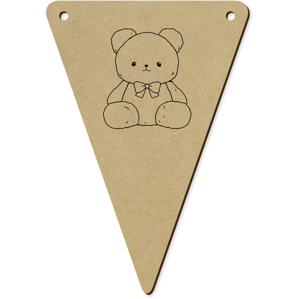 5 x 140mm 'Teddy Bear Sitting' Wooden Bunting Flags (BN00089586)
