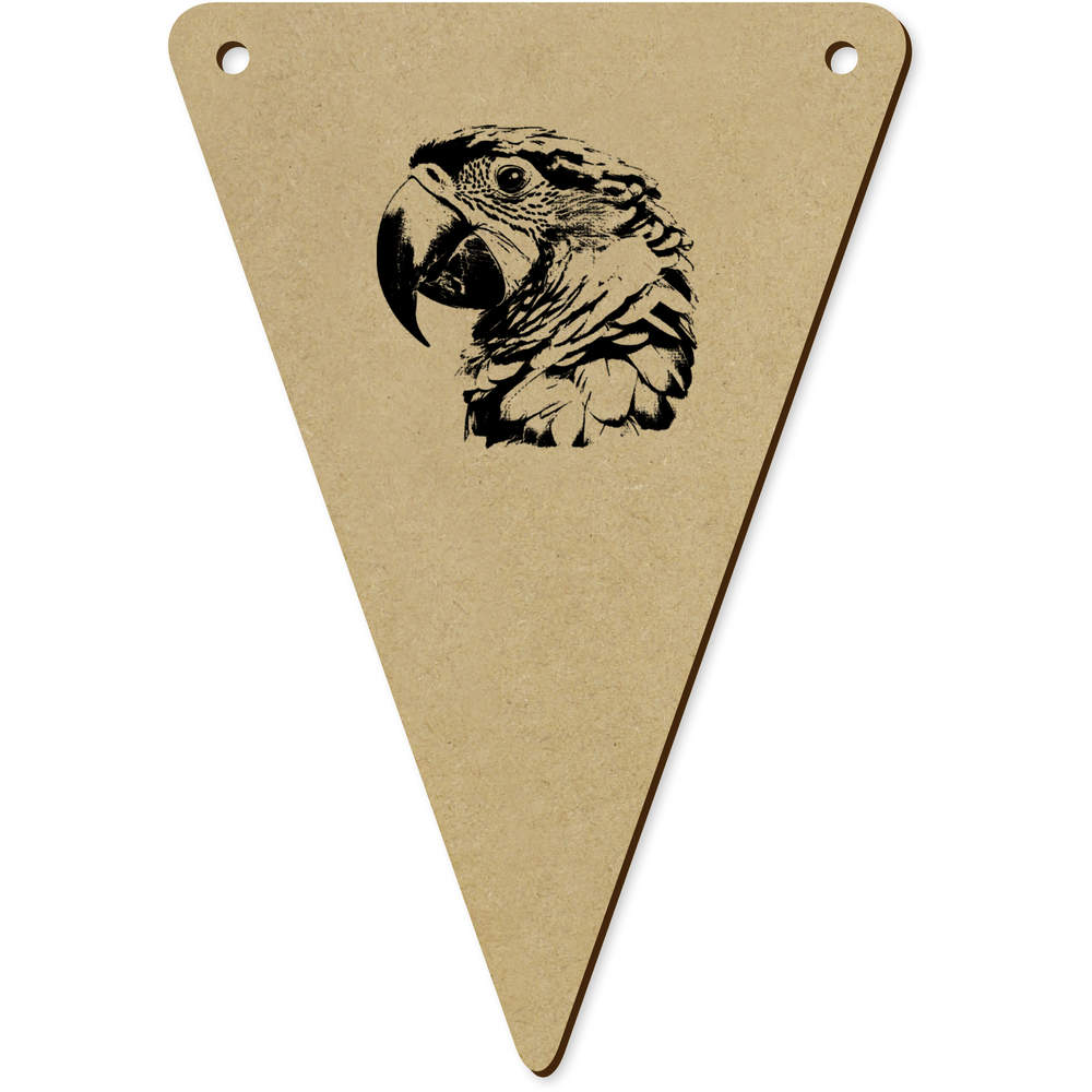 5 x 140mm 'Macaw Parrot Portrait' Wooden Bunting Flags (BN00089604)