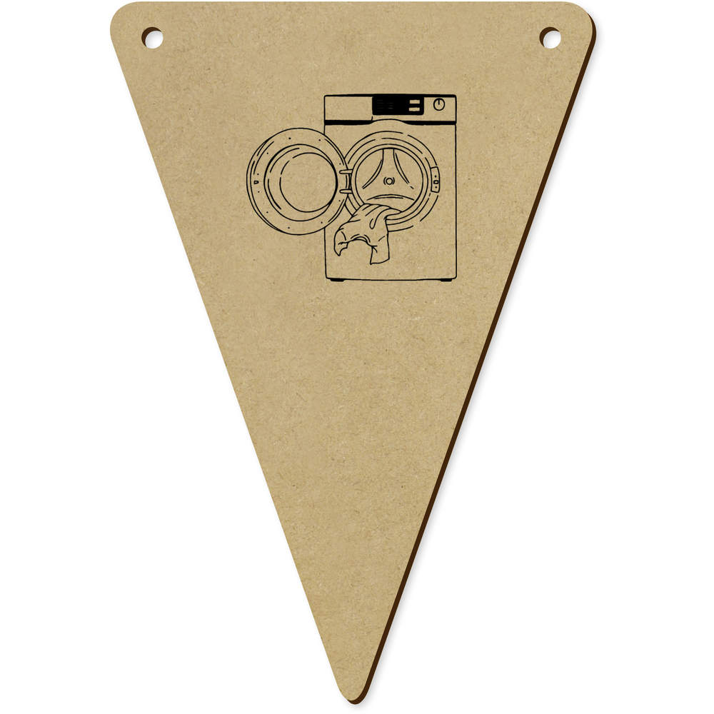 5 x 140mm 'Open Washing Machine' Wooden Bunting Flags (BN00089687)