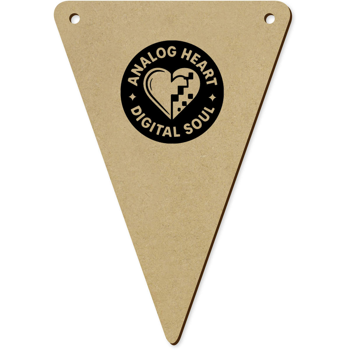 5 x 'Analogue Heart' MDF Bunting Flags - 14cm - MDF Pennants for Parties, Nurseries, Weddings and Home Decor (BN00089780)
