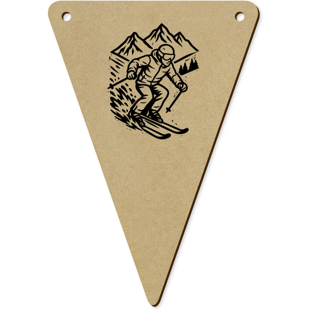 5 x 140mm 'Downhill Skiing' Wooden Bunting Flags (BN00089835)
