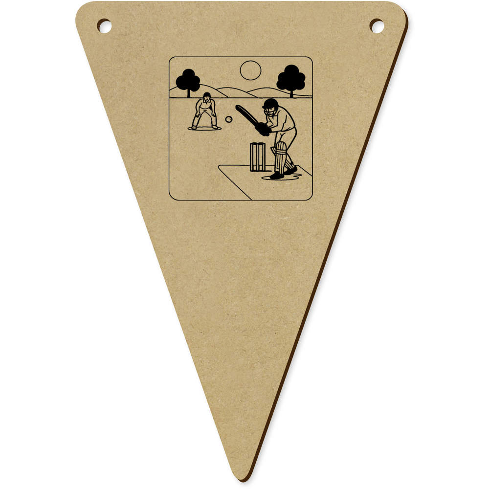 5 x 140mm 'Cricket Match Action' Wooden Bunting Flags (BN00089864)