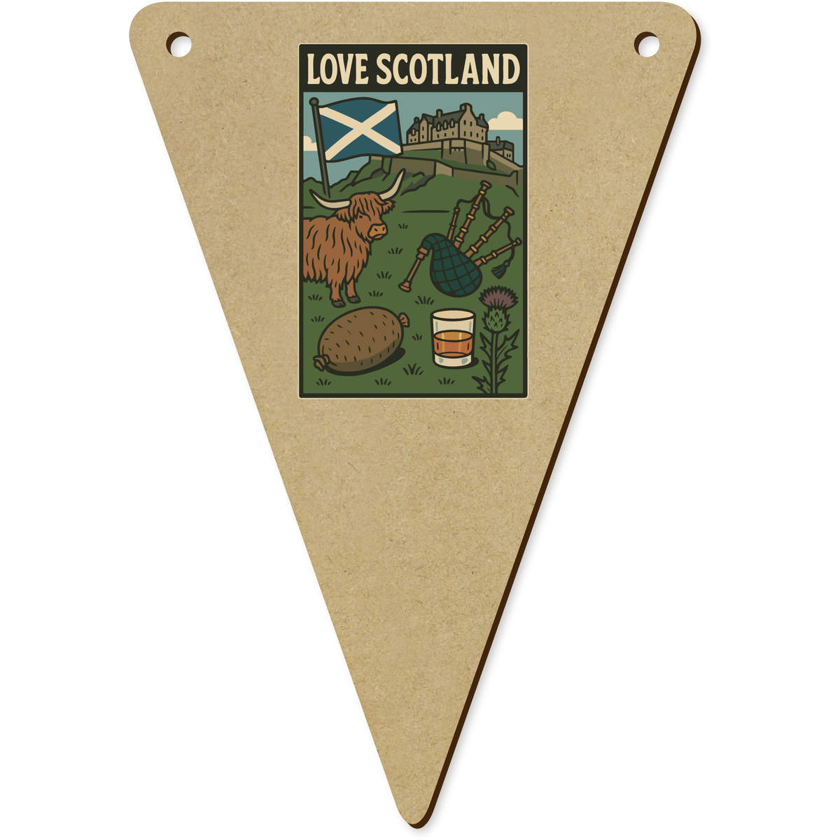 5 x 'Scotland Pride' MDF Bunting Flags - 14cm - MDF Pennants for Parties, Nurseries, Weddings and Home Decor (BN00089891)