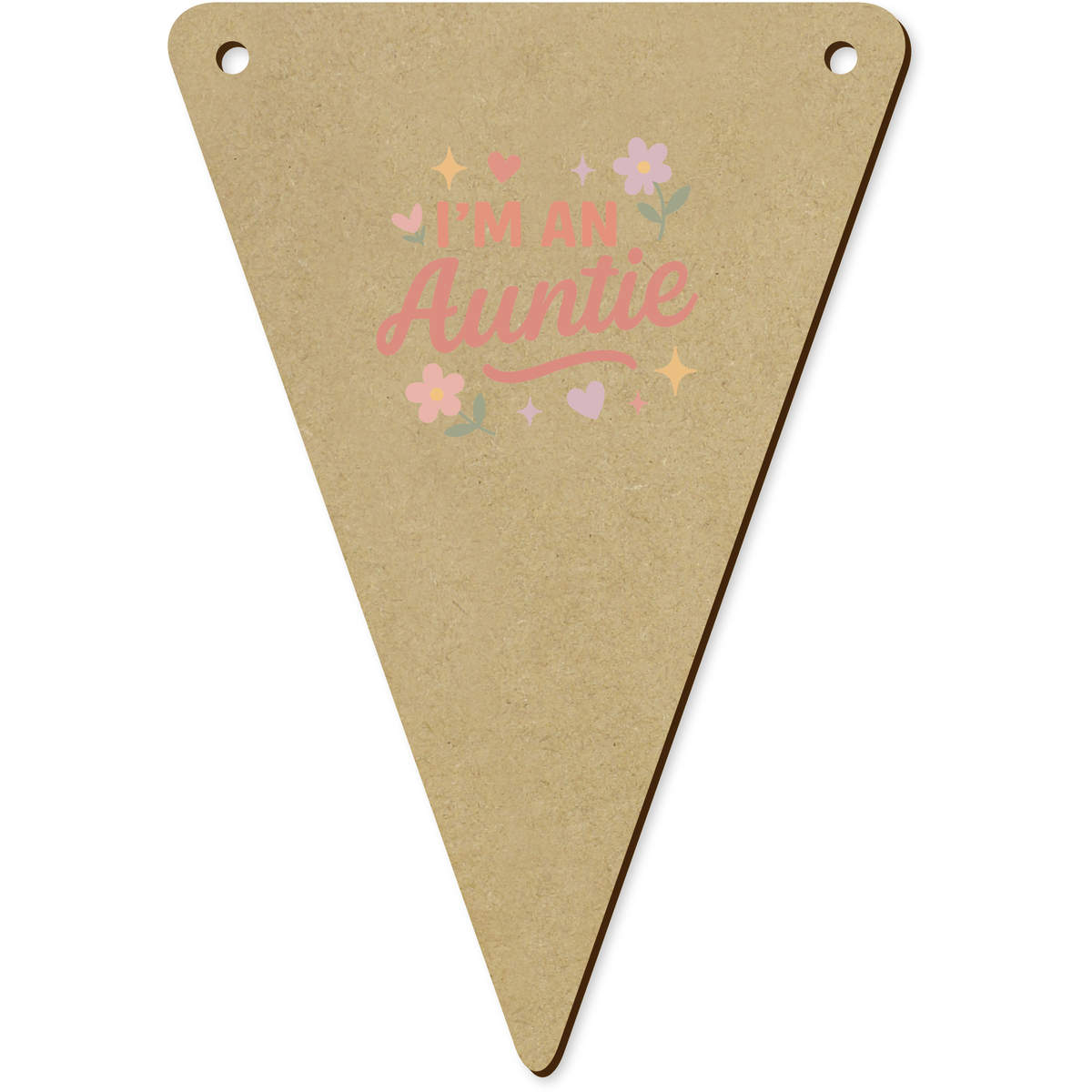 5 x 'I'm an Auntie' MDF Bunting Flags - 14cm - MDF Pennants for Parties, Nurseries, Weddings and Home Decor (BN00090350)